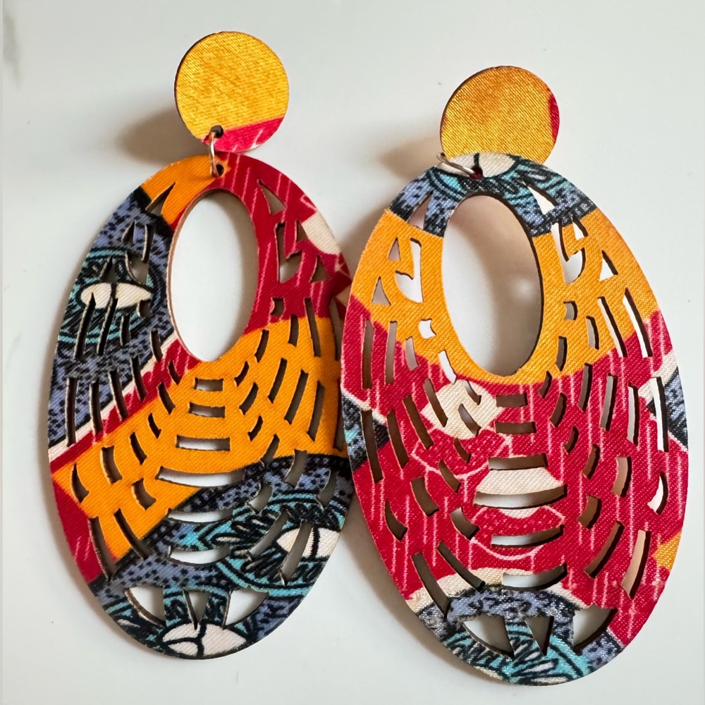 Wooden statement earrings